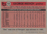 1981 TOPPS 702 GEORGE MEDICH RANGERS