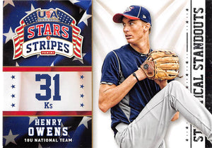 2015 Panini USA Baseball Stars & Stripes Statistical Standouts 19 Henry Owens USA