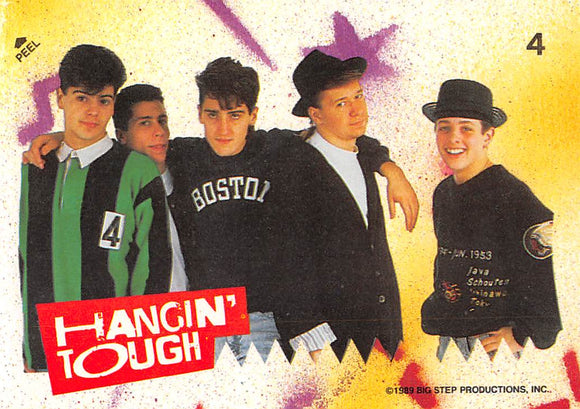 1989 TOPPS NEW KIDS ON THE BLOCK STICKERS RED BORDER VARIATION 4 HANGIN TOUGH
