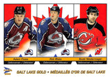 2002-03 Pacific Prism Platinum McDonalds Salt Lake Gold 2 Adam Foote Rob Blake Scott Niedermayer AVALANCHE DEVILS