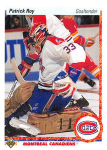 1990-91 Upper Deck 153 Patrick Roy Hologram 1991 text style CANADIENS