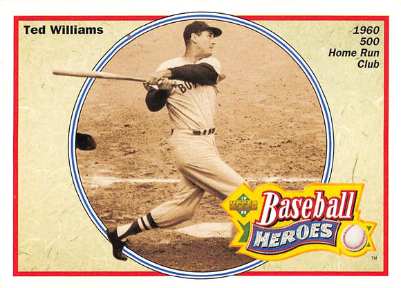 1992 Upper Deck Baseball Heroes Ted Williams 34 RED SOX