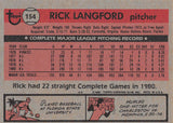 1981 Topps 154 Rick Langford A'S