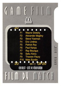 1997-98 Upper Deck Ice McDonalds Game Film NNO CHECKLIST WAYNE GRETZKY RANGERS