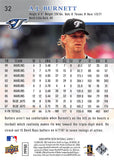 2008 UPPER DECK 32 AJ BURNETT BLUE JAYS