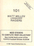 1981 Topps Stickers FOOTBALL 101-222