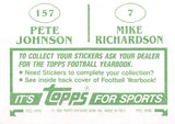 1984 Topps Stickers FOOTBALL 7-107