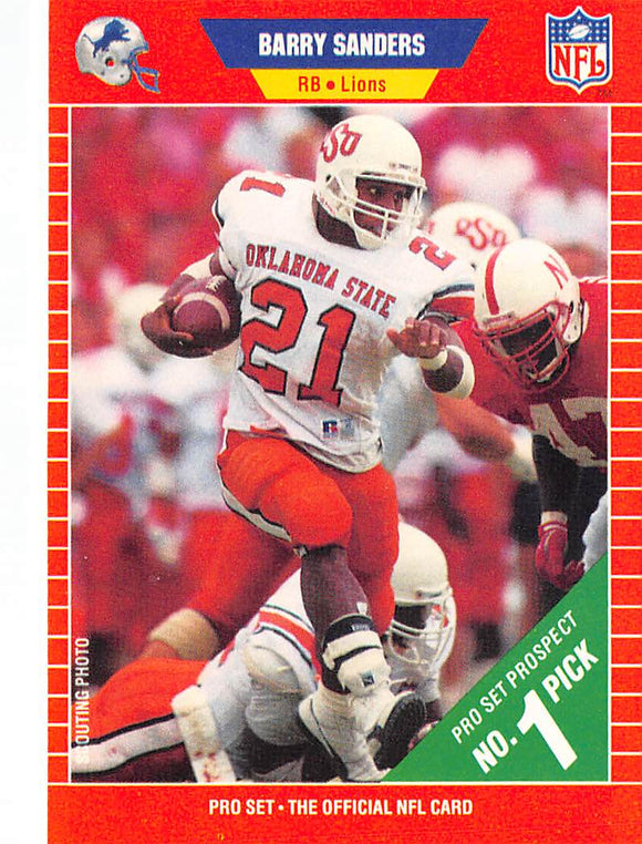 FIVE DOLLAR FIRE 1989 PRO SET 494 BARRY SANDERS RC OKLAHOMA STATE LIONS