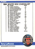 AI211 1984 FLEER 649 TONY LARUSSA CHECKLIST WHITE SOX RED SOX