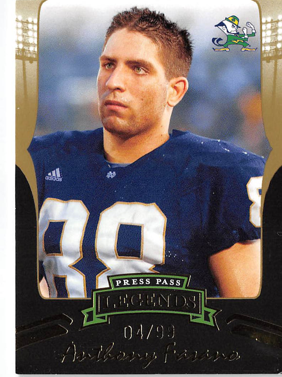 TWO DOLLAR TOUGHIE 2006 Press Pass Legends Gold G25 ANTHONY FASANO 04/99 NOTRE DAME