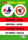 1988 Fleer Team Stickers NNO Montreal Expos / Baltimore Orioles VAR COR