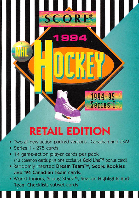 1994-95 Score Series I Retail Edition Samples NNO RETAIL EDITION HEADER