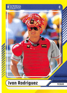 THE DOLLAR BIN 2024 Donruss Yellow Flood 35 IVAN RODRIGUEZ RANGERS