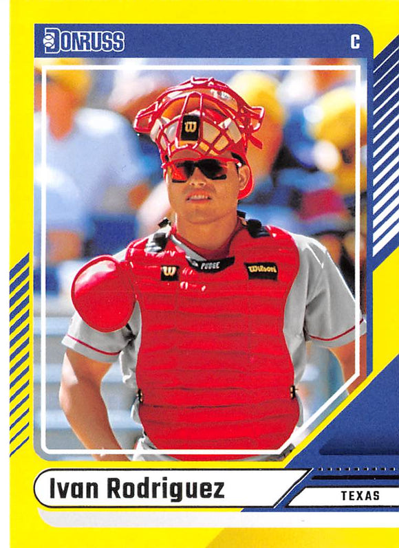 THE DOLLAR BIN 2024 Donruss Yellow Flood 35 IVAN RODRIGUEZ RANGERS