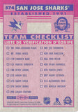 2020-21 O-PEE-CHEE RETRO 574 SAN JOSE SHARKS TEAM CHECKLIST