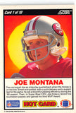 FIVE DOLLAR FIRE 1990 SCORE HOT CARD 1 JOE MONTANA 49ERS