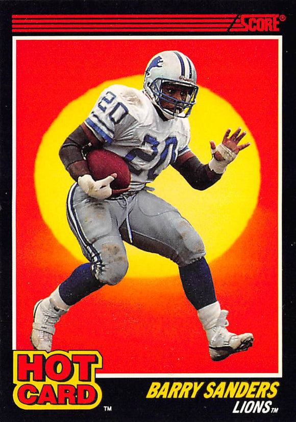 FIVE DOLLAR FIRE 1990 SCORE HOT CARD 3 BARRY SANDERS LIONS