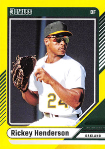 THE DOLLAR BIN 2024 DONRUSS YELLOW FLOOD 25 RICKEY HENDERSON A'S