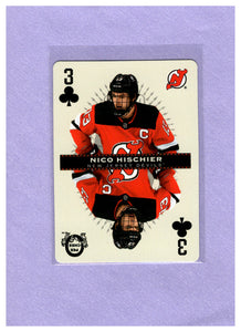 2021-22 O-PEE-CHEE PLAYING CARDS 3 CLUBS NICO HISCHIER DEVILS