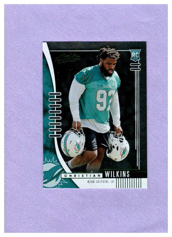 2019 Panini Absolute Green 168 CHRISTIAN WILKINS RC DOLPHINS