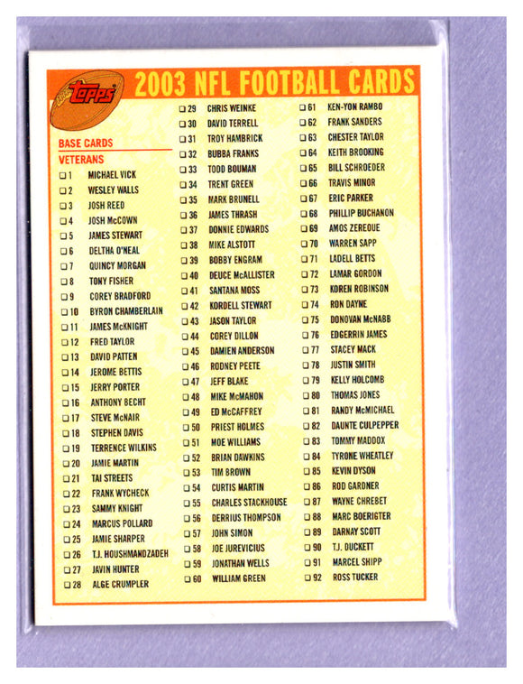 2003 Topps Checklists Yellow Hobby 1